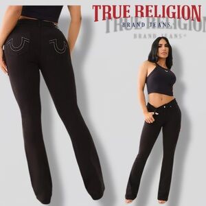 True Religion Becca Ponte Mid Rise Bootcut Stretch Flare Pants Size 27 Pocket